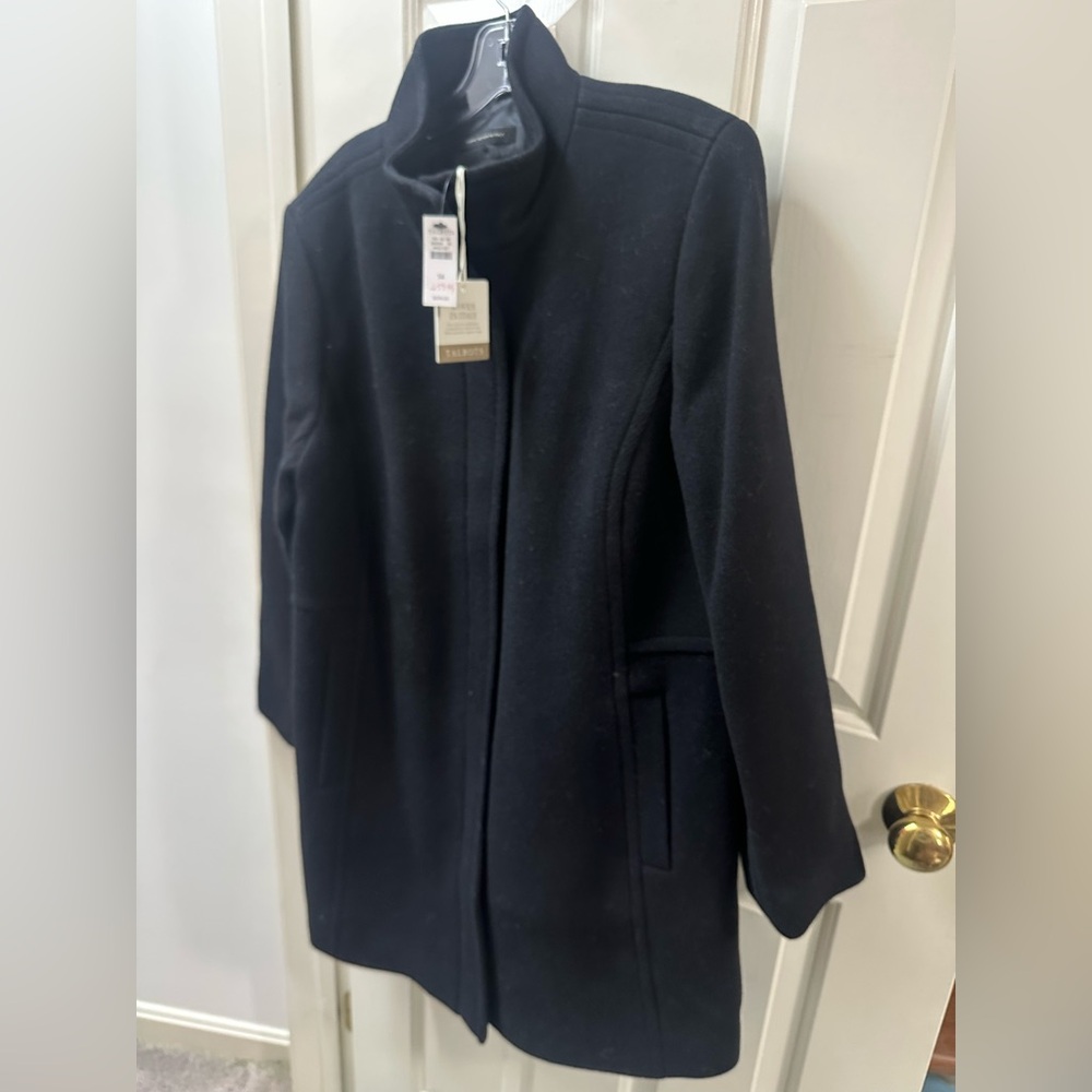 Talbots Black Women's Italian Wool Coat size 14 NWT